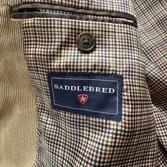 Saddlebred Corduroy Blazer Brown 2 Button Jacket Sport Coat Mens Size 44R - Picture 6 of 14